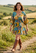 Sunflower Kimono Sleeve Dress