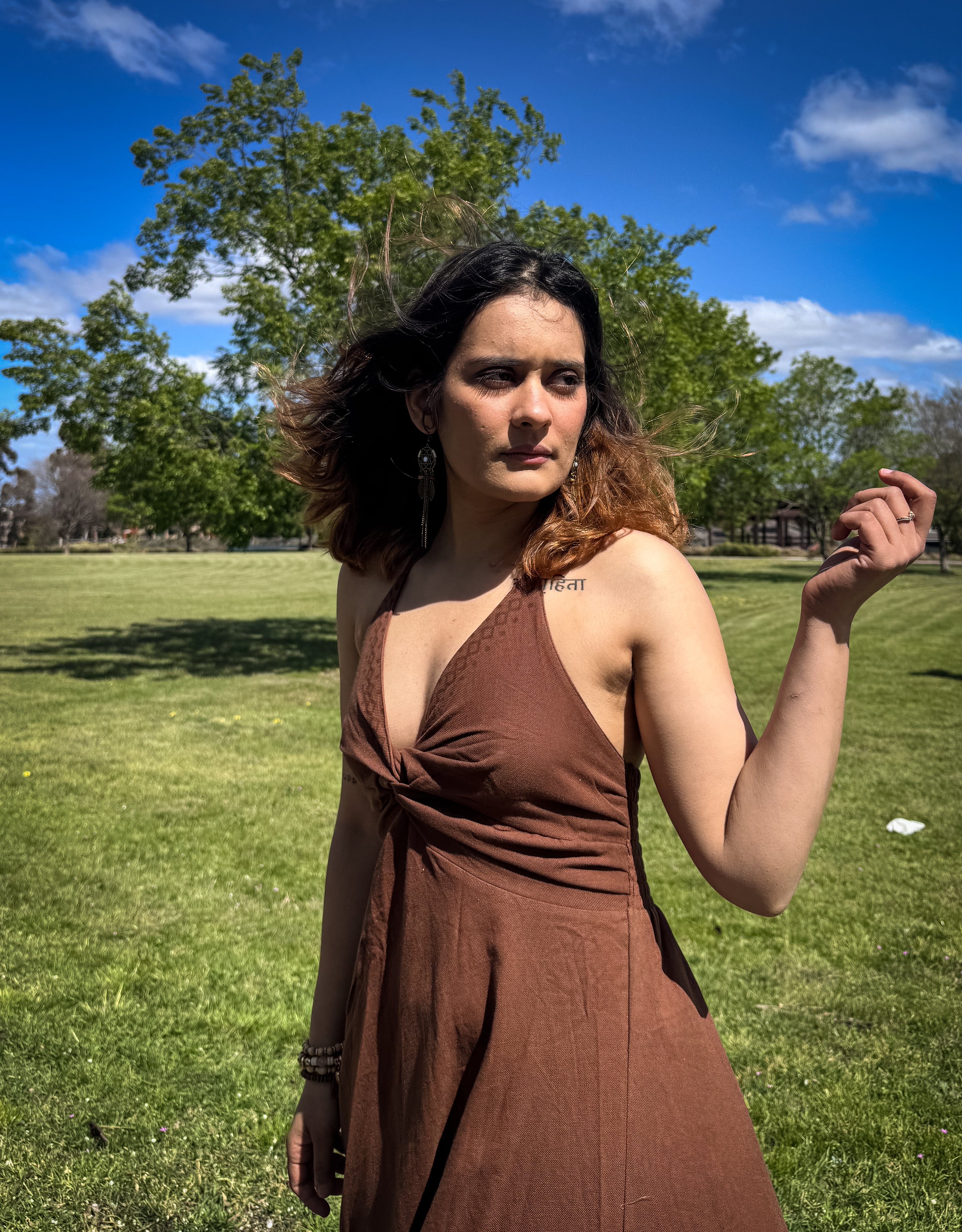 Knot-Front Halter Dress